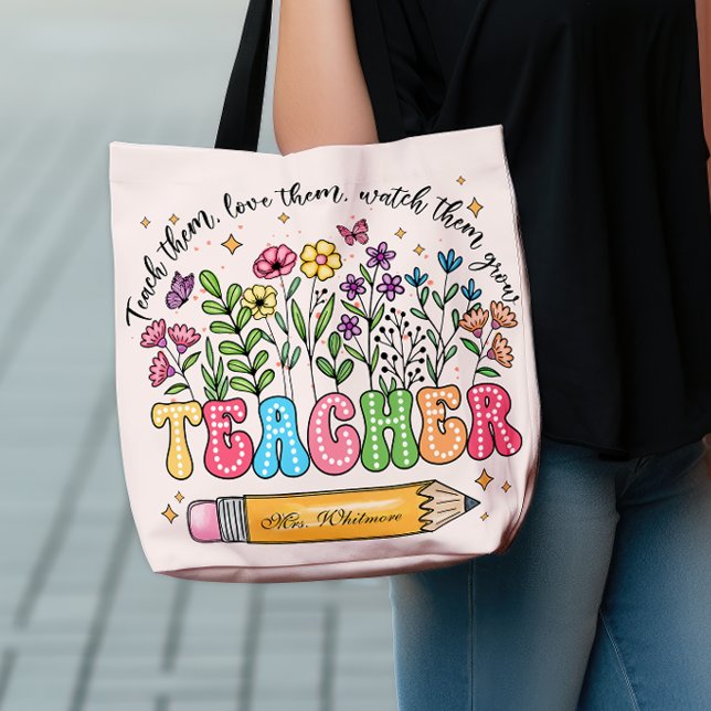 Floral Teacher Name Back to School Crossbody Bag (Creator Uploaded)