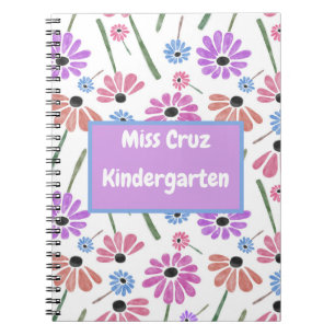 Floral Teacher Name/Grade Colourful Notebook