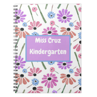 Floral Teacher Name/Grade Colourful  Notebook
