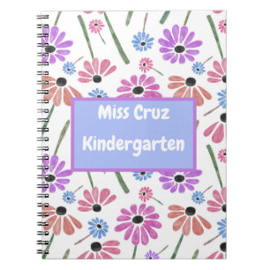 Floral Teacher Name/Grade Colourful Notebook