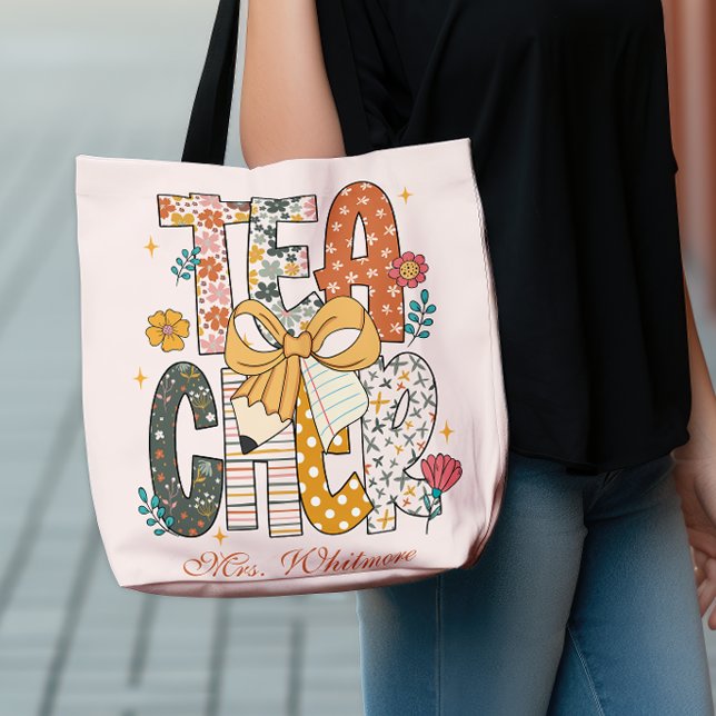 Floral Teacher Name Personalised Back to School Crossbody Bag (Creator Uploaded)