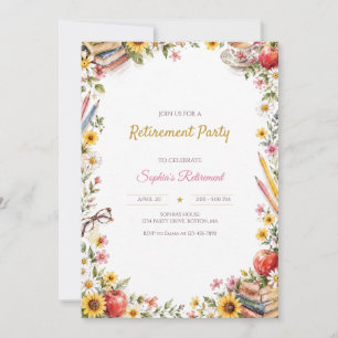 Floral Teacher Retirement Party Invitation