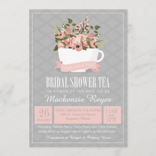 Floral Teacup Bridal Shower Tea Invitation