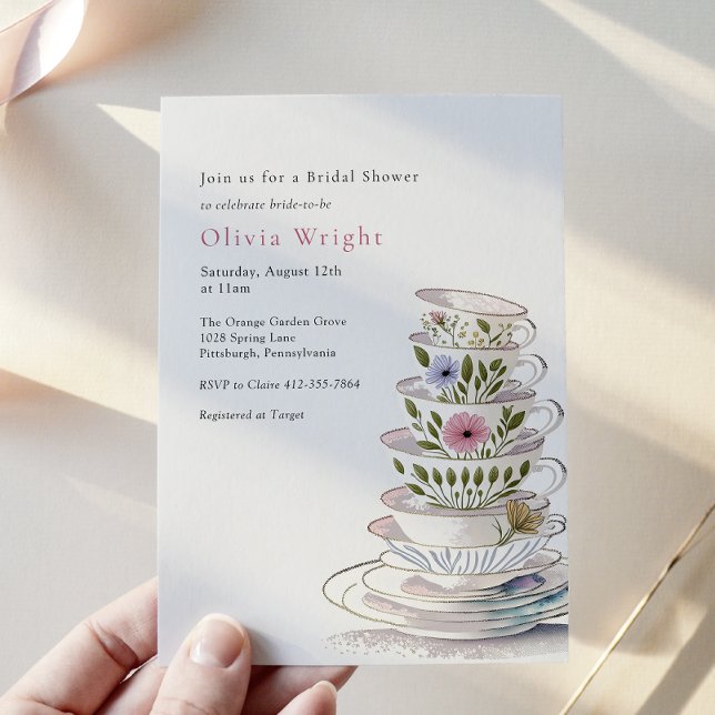 Floral Teacups Bridal Tea Shower Invitation (Creator Uploaded)