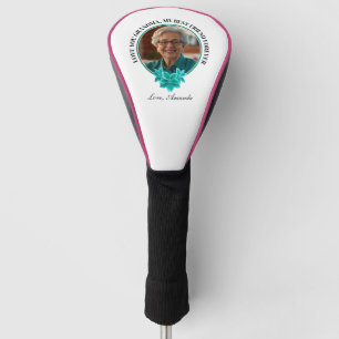 Floral Teal Frame Grandkid to Grandma Photo Golf Head Cover