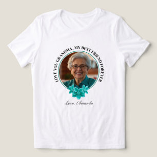 Floral Teal Frame Grandkid to Grandma Photo Tri-Blend Shirt