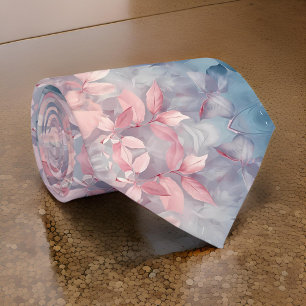 Floral Teal Pink Grey Elegant Tie