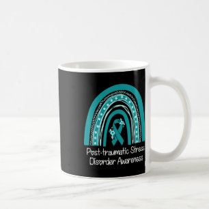 Floral Teal Ribbon Rainbow Warrior Ptsd Awareness Coffee Mug