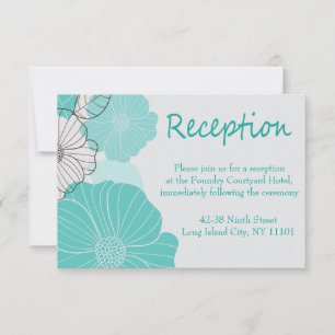 Floral Teal Turquoise Reception Wedding Party Invitation