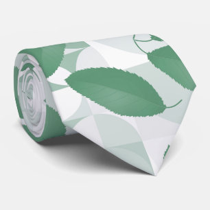 Floral Teal & White Tropical Leaves Pattern Tie