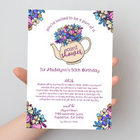 Floral Teapot 50th Birthday Card Shower by Mail