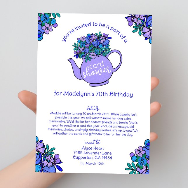 Floral Teapot 70th Birthday Card Shower by Mail (Creator Uploaded)