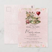 Floral Teapot Bridal Shower Tea Party Invitation