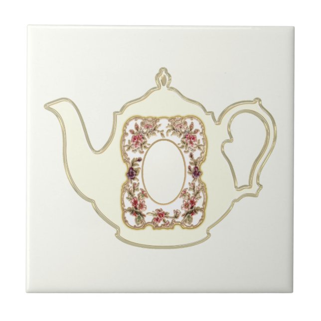 Floral Teapot Ceramic Tile (Front)