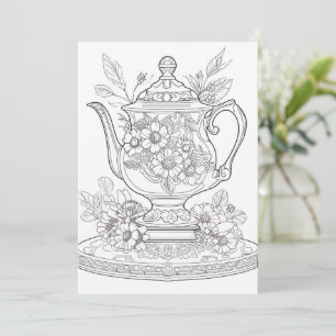 Floral Teapot   Color Your Own Greeting
