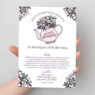 Floral Teapot Shower by Mail Birthday Invitations