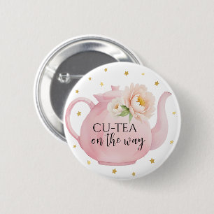 Floral Teapot Tea Party Baby Shower Button Favour