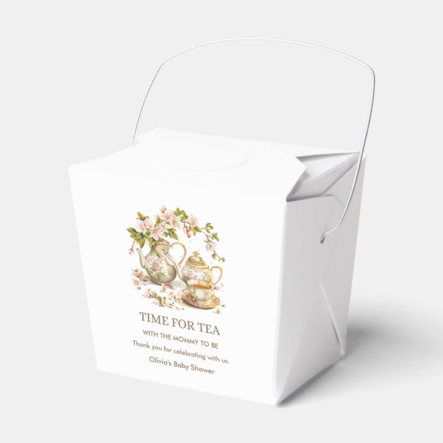 Floral Teapot Time for Tea Baby Shower  Favour Box (Front Side)