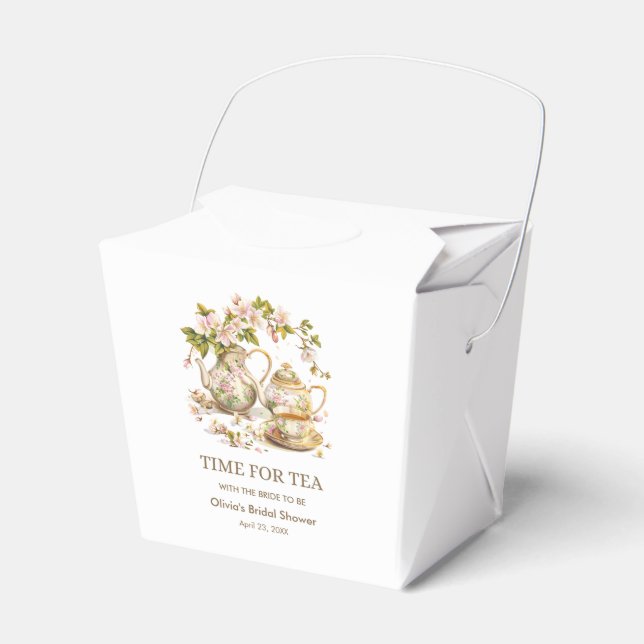 Floral Teapot Time for Tea Bridal Shower  Favour Box (Front Side)