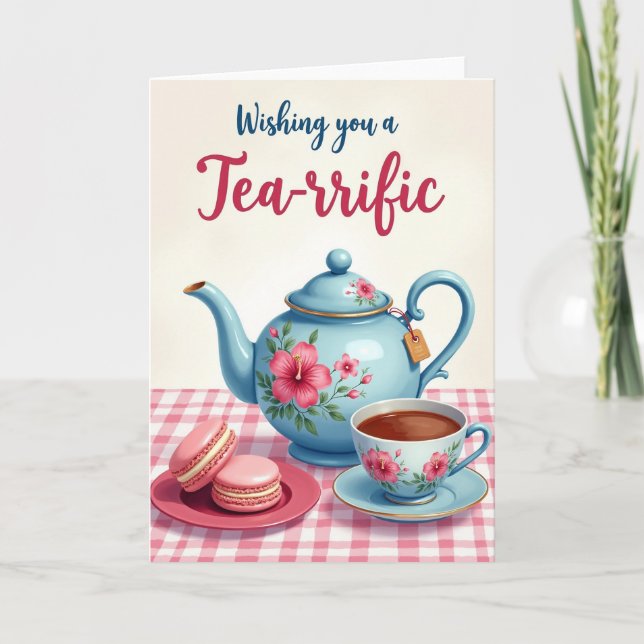 Floral Teatime Birthday Card (Front)