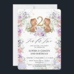 Floral Teddy Bears Tea for Two 2nd Birthday Party Invitation<br><div class="desc">Personalise this cute 2nd birthday party pink and purple floral invitation with your party details easily and quickly, simply press the customise it button to further re-arrange and format the style and placement of the text.  Featuring cute teddy bears having a tea party and a "Tea for Two" headline. Great...</div>