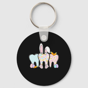 Floral Teeth Bunny Ears Dental Squad Happy Easter Key Ring