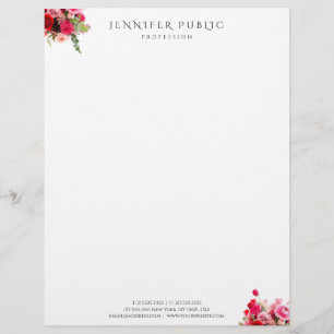 Floral Template Elegant Modern Simple Professional Custom Letterhead