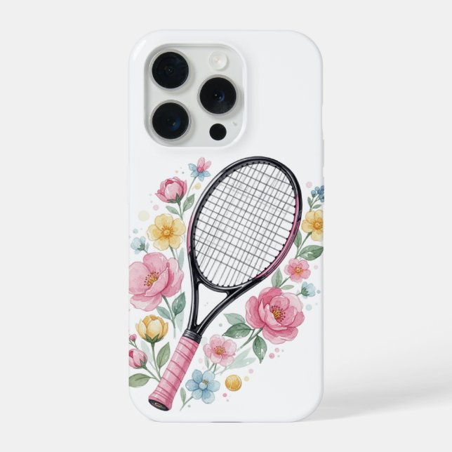 Floral Tennis Phone Case Girly Aesthetic Sports (Back)
