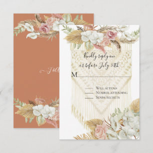 Floral Terra Cotta Pampas Grass Rose Greenery RSVP Card