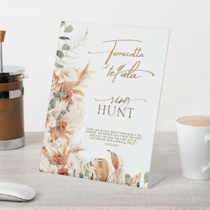 Floral Terracotta and Tequila Ring Hunt Bridal Pedestal Sign