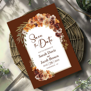 Floral Terracotta Arch Wedding Save the Date Invitation
