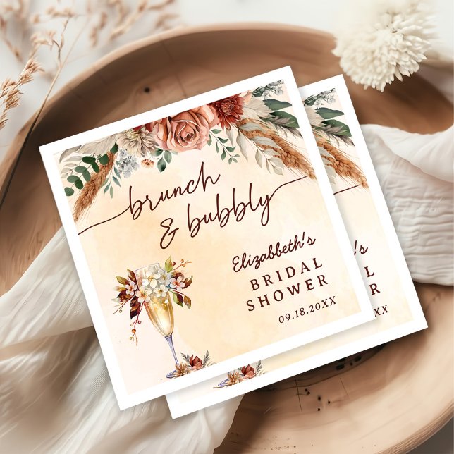 Floral Terracotta Boho Bridal Shower  Napkin (Creator Uploaded)