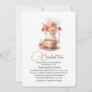 Floral Terracotta Boho Tea Party Bridal Shower Invitation
