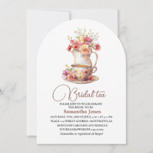 Floral Terracotta Boho Tea Party Bridal Shower Invitation