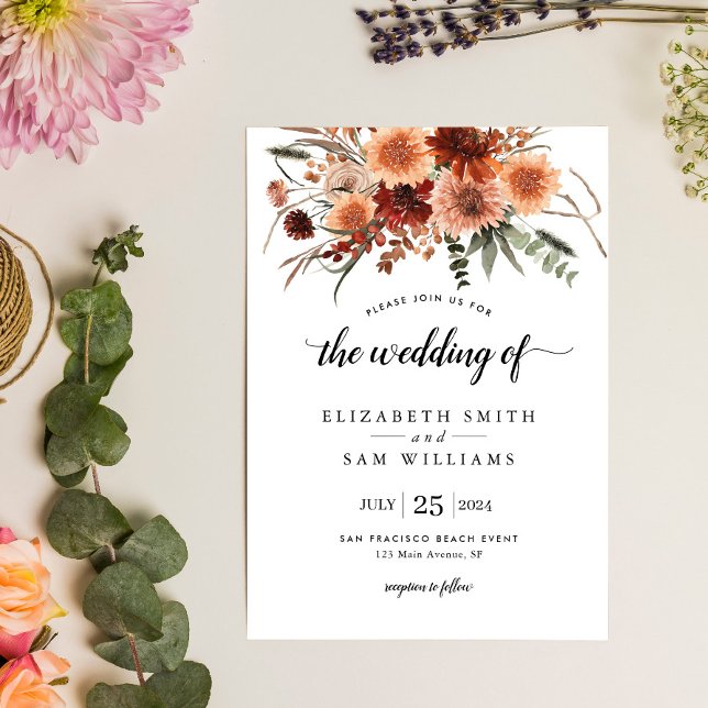 Floral Terracotta Boho Wedding Invitation (Creator Uploaded)