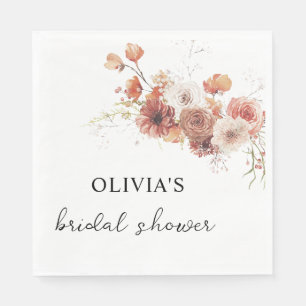 Floral Terracotta Bridal Shower Paper Napkin