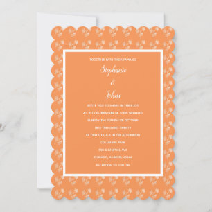 Floral Terracotta Orange Pattern Colourful Wedding Invitation