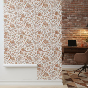 Floral Terracotta Toile Pattern Wallpaper
