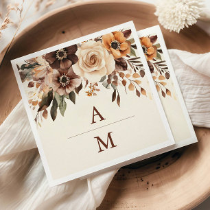 Floral Terracotta Wedding Napkin