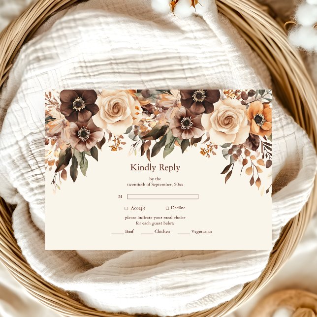 Floral Terracotta Wedding RSVP Card (Creator Uploaded)