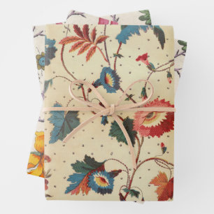 Floral textile designs wrapping paper sheet