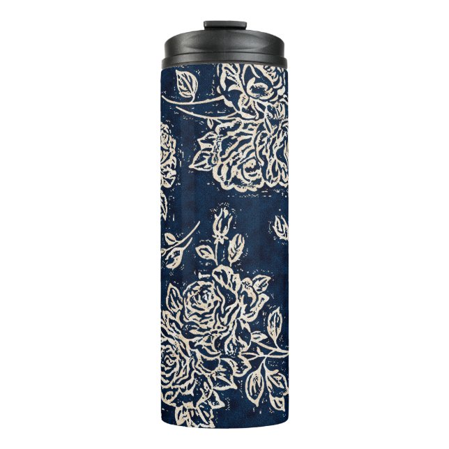 Floral texture repeat modern patternbackground,bat thermal tumbler (Front)