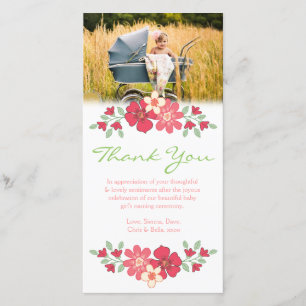 Floral Thank You Baby Girl Photo Card Template