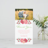 Floral Thank You Baby Girl Photo Card Template (Standing Front)