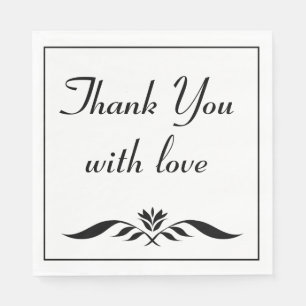 Floral Thank You Black And White Floral Elegant Napkin