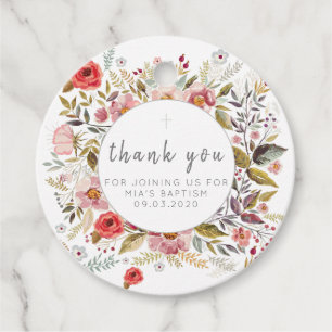 Floral Thank You Bonbonniere Baptism Favor Box Favour Tags