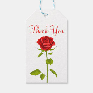 Floral Thank You Bridal Shower Red Rose Wedding Gift Tags