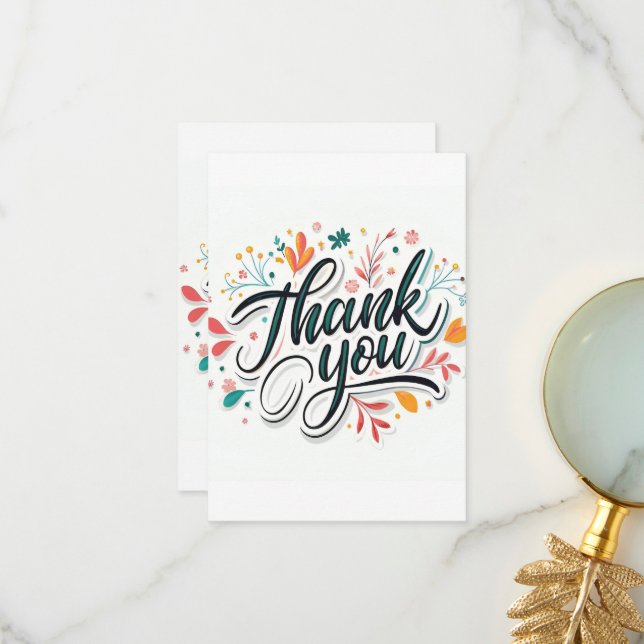 Floral Thank You Card Botanical Thank You Card (Front/Back In Situ)