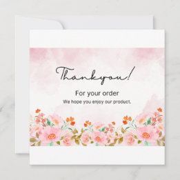 Floral Thank You Card – Pink Watercolor Business A