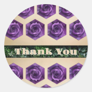 Floral “Thank You” Classic Round Sticker